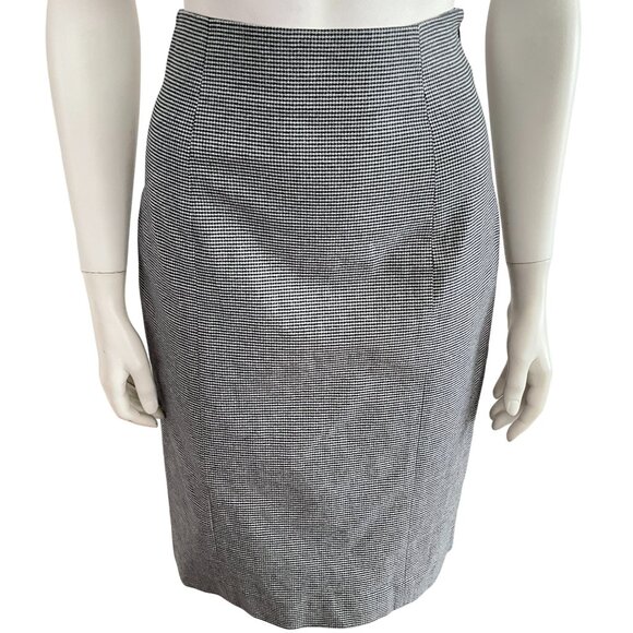 Theory Gingham Pencil Skirt Black White 4 - Picture 1 of 7
